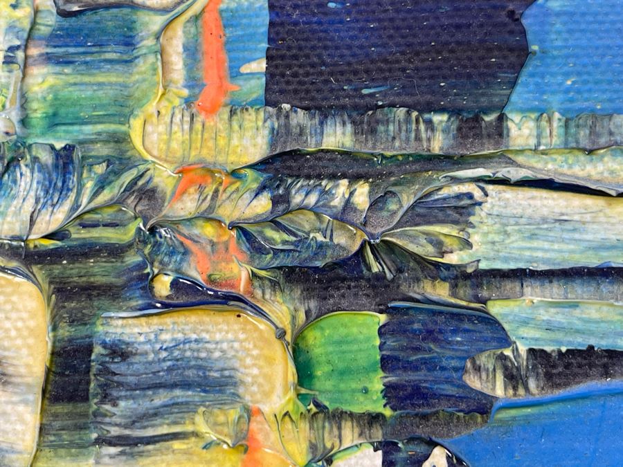 Original Edgar A. Stareck Acrylic Painting Abstract New York Skyline Signed Lower Right In Chrome Frame 10' X 8' [Photo 11]