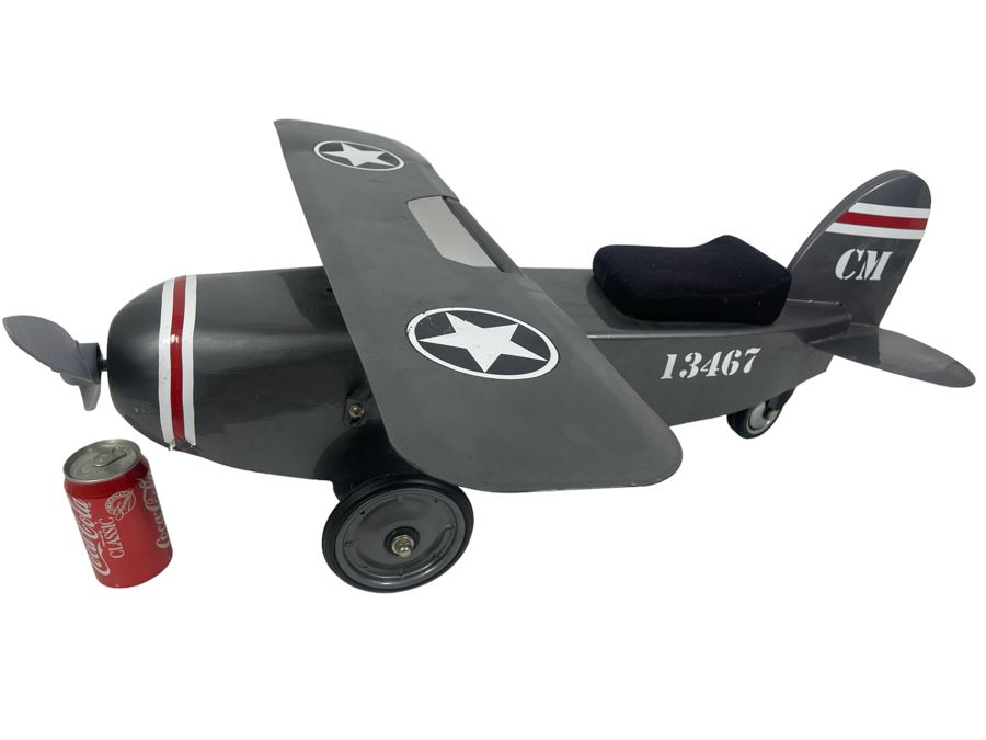 Metal Airplane Child's Push Toy 28W X 33D X 12H