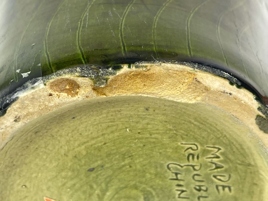 Republic Of China 15.5' Chinese Carved Green Porcelain Vase Yung Sheng [Photo 15]