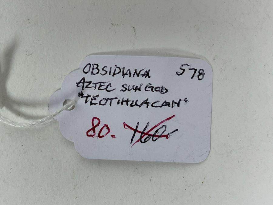 Obsidian Aztec Sun God (Teotihuacan) With Semi-Precious Stones Mask 6W X 6H X 2D [Photo 10]