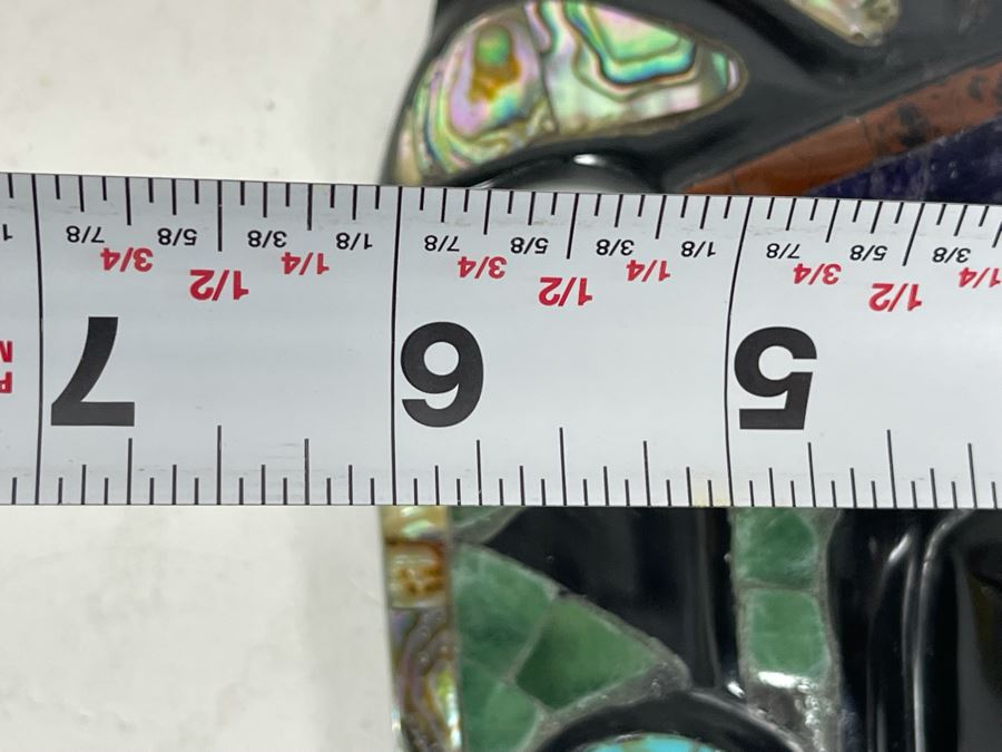 Obsidian Aztec Sun God (Teotihuacan) With Semi-Precious Stones Mask 6W X 6H X 2D [Photo 11]