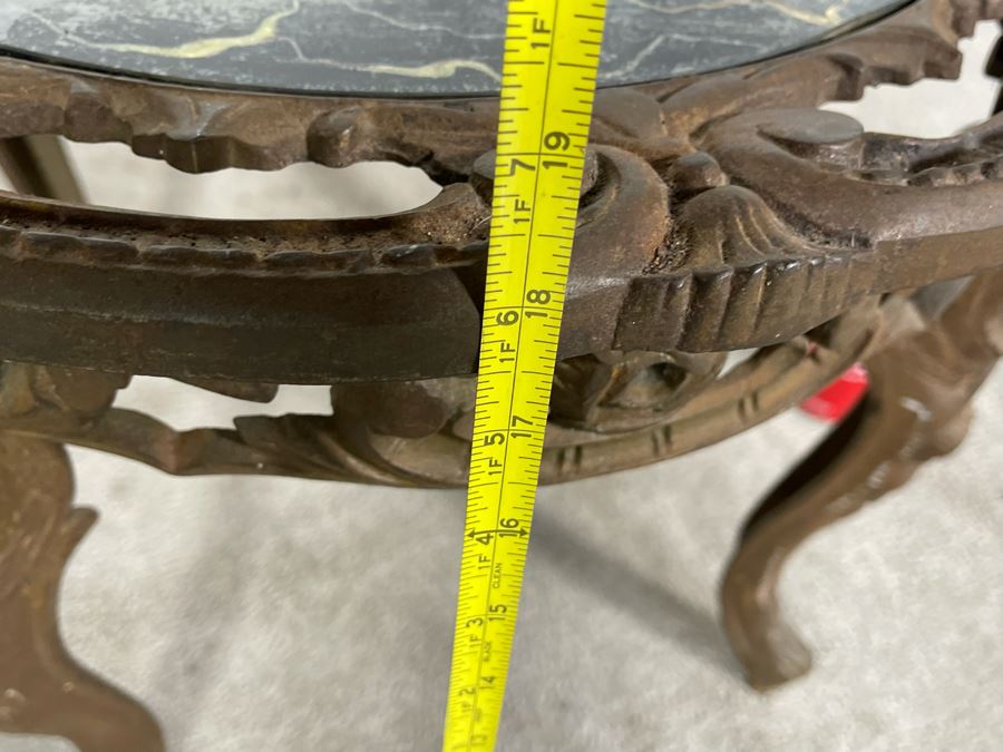 Antique Cast Iron Side Table With Glass Top 21R X 19H [Photo 10]