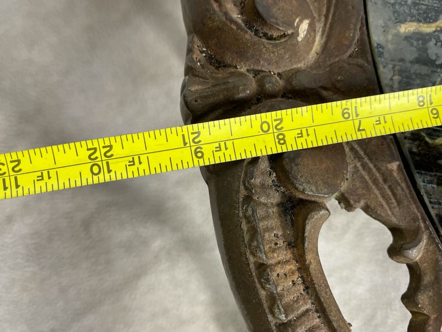 Antique Cast Iron Side Table With Glass Top 21R X 19H [Photo 9]