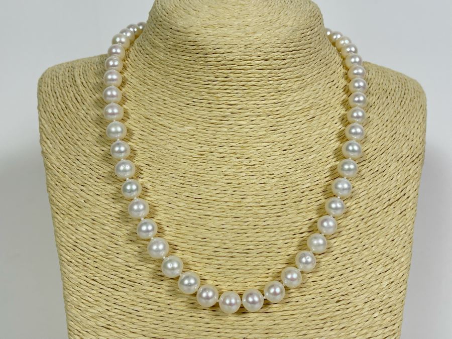 19' Strand Freshwater Cultured 9mm Pearls With 14k Gold Clasp