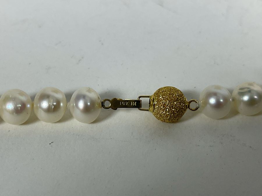 19' Strand Freshwater Cultured 9mm Pearls With 14K Gold Clasp [Photo 11]