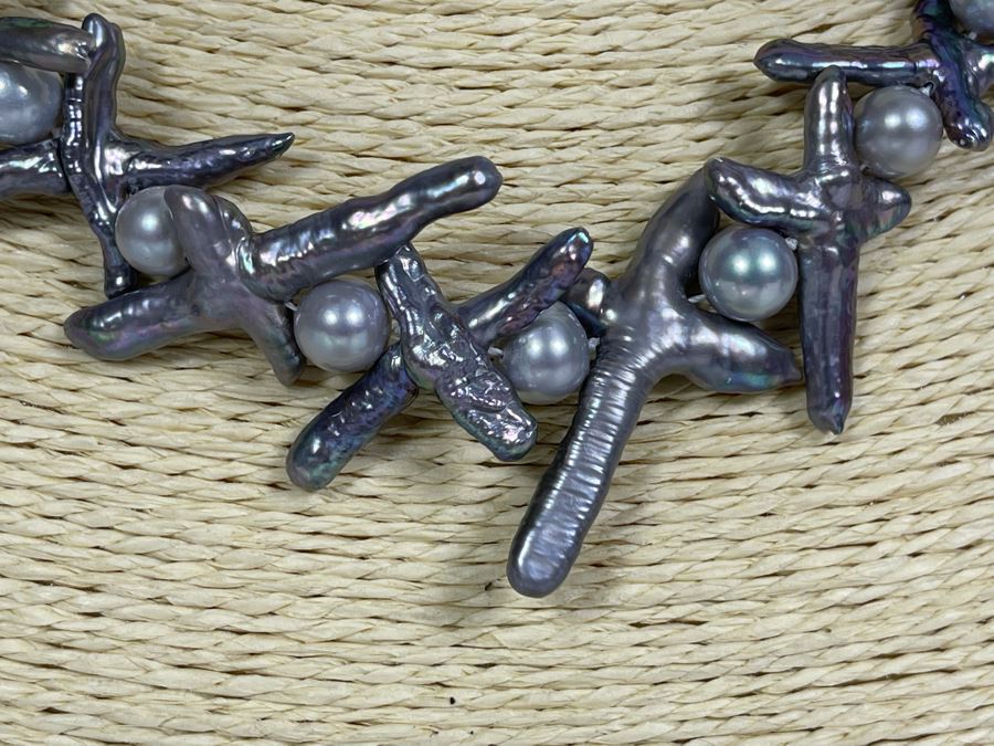 One Of Kind Designer Cultured Pearl 19' Necklace And Earring Set [Photo 7]