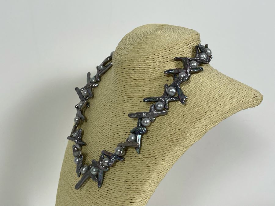 One Of Kind Designer Cultured Pearl 19' Necklace And Earring Set [Photo 9]