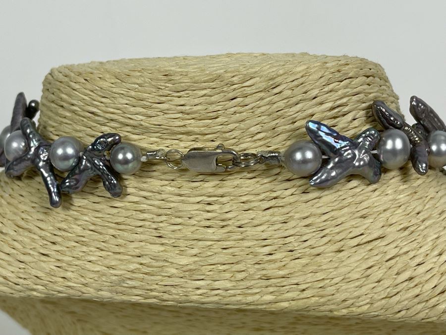 One Of Kind Designer Cultured Pearl 19' Necklace And Earring Set [Photo 8]