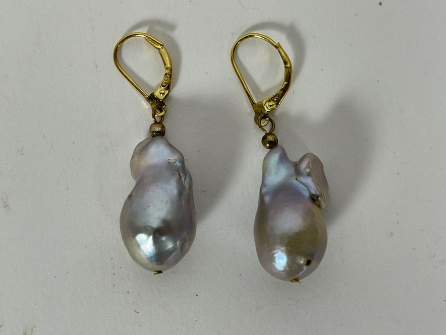 15-20mm Freshwater Cultured Baroque Silver Tone Pearl Necklace With Earrings [Photo 10]