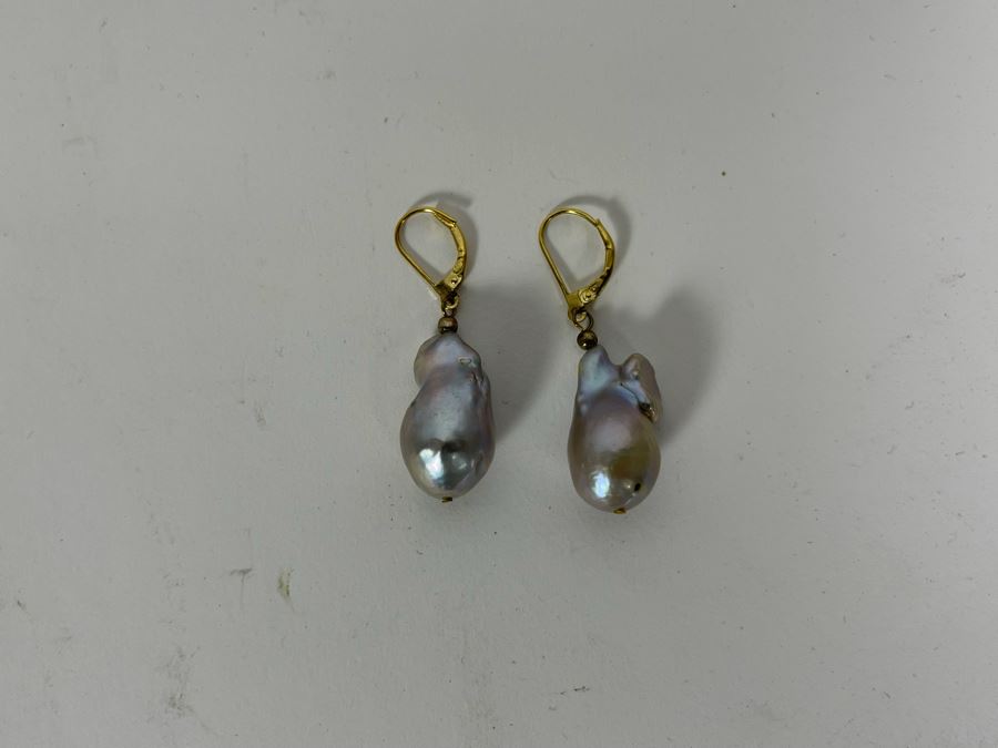 15-20mm Freshwater Cultured Baroque Silver Tone Pearl Necklace With Earrings [Photo 12]