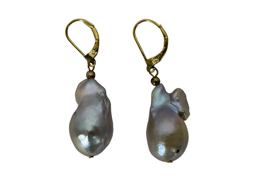 15-20mm Freshwater Cultured Baroque Silver Tone Pearl Necklace With Earrings [Photo 3]