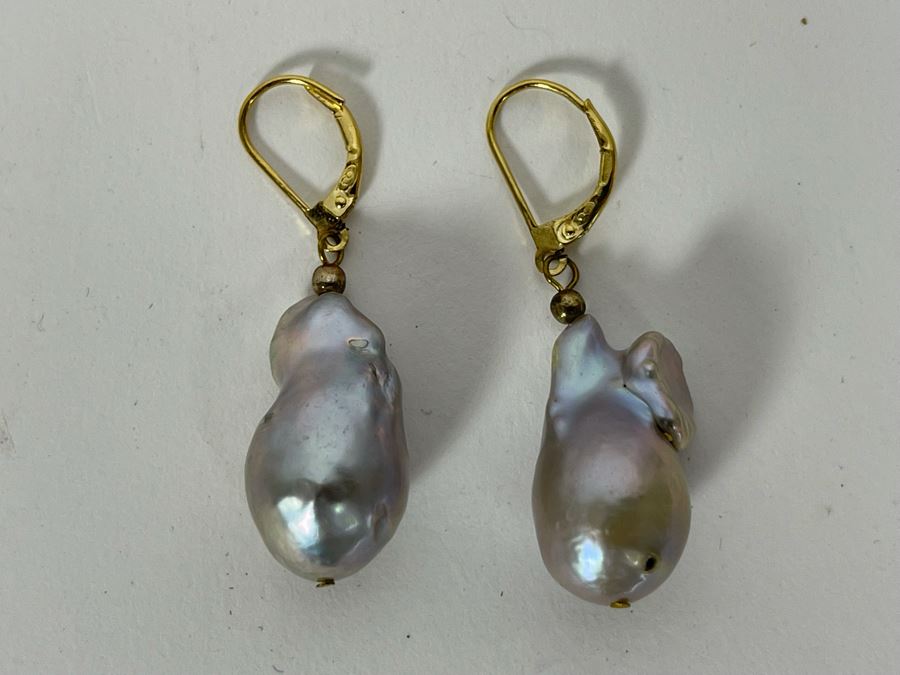 15-20mm Freshwater Cultured Baroque Silver Tone Pearl Necklace With Earrings [Photo 11]