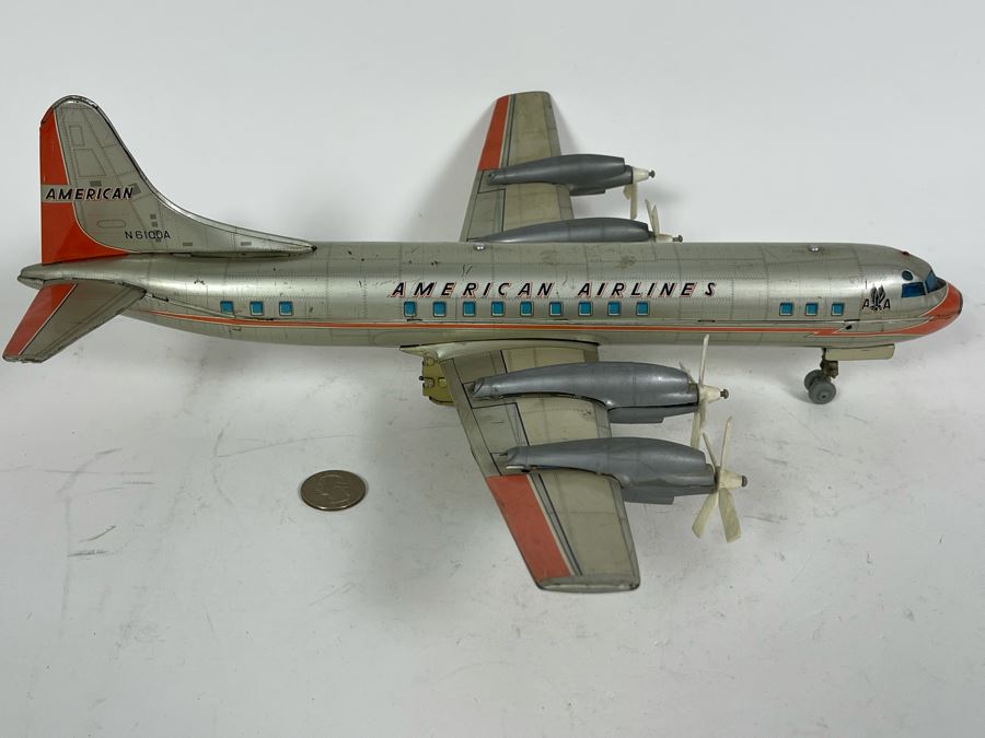 Line Mar Toys Japan American Airlines Tin Plane Toy Battery Powered Untested 15L [Photo 8]