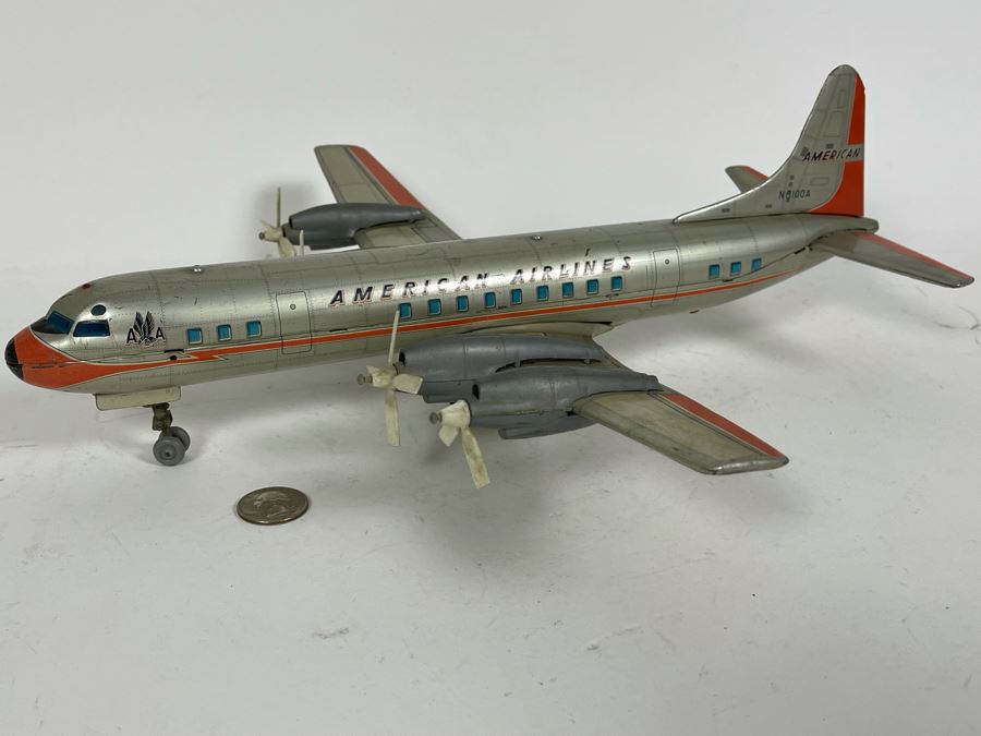 Line Mar Toys Japan American Airlines Tin Plane Toy Battery Powered Untested 15L [Photo 3]