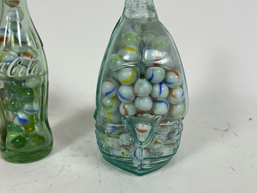 Vintage Glass Marble Collection In Pair Of Vintage Glass Bottles [Photo 6]