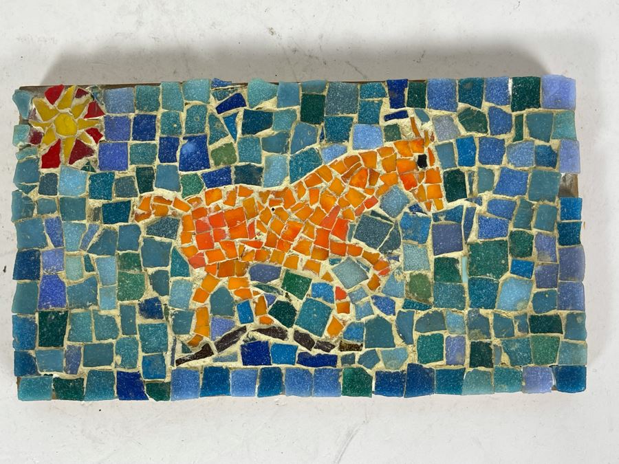 David Lavington (American, 1951–1995) Mosiac Horse On Board Signed On Back 8W X 4.5H [Photo 3]