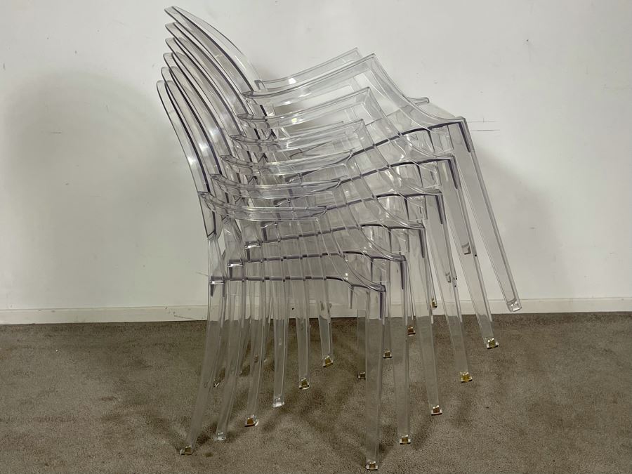 (6) Philippe Stark Ghost Stackable Lucite Dining Armchairs By Kartell 21W X 22D X 36H (HE) Retails $6,000+ [Photo 13]