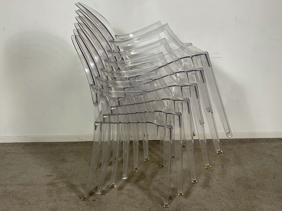 (6) Philippe Stark Ghost Stackable Lucite Dining Armchairs By Kartell 21W X 22D X 36H (HE) Retails $6,000+ [Photo 14]