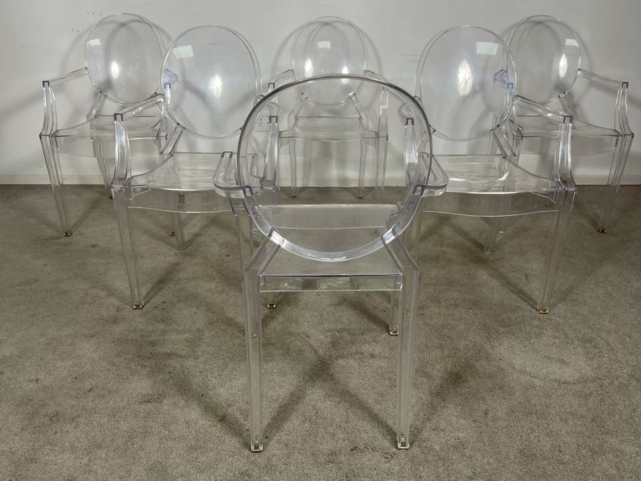 (6) Philippe Stark Ghost Stackable Lucite Dining Armchairs By Kartell 21W X 22D X 36H (HE) Retails $6,000+ [Photo 9]