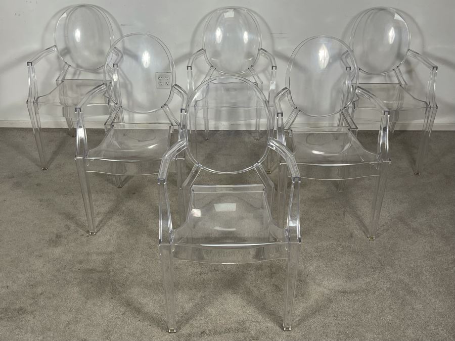(6) Philippe Stark Ghost Stackable Lucite Dining Armchairs By Kartell 21W X 22D X 36H (HE) Retails $6,000+ [Photo 18]