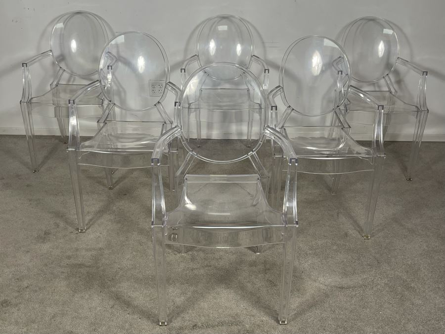 (6) Philippe Stark Ghost Stackable Lucite Dining Armchairs By Kartell 21W X 22D X 36H (HE) Retails $6,000+ [Photo 15]