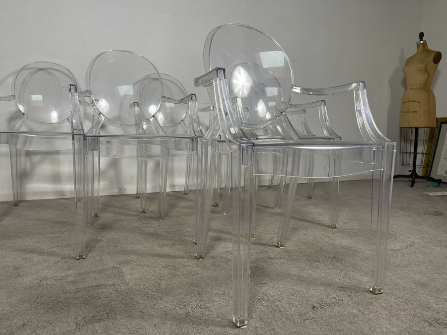 (6) Philippe Stark Ghost Stackable Lucite Dining Armchairs By Kartell 21W X 22D X 36H (HE) Retails $6,000+ [Photo 25]