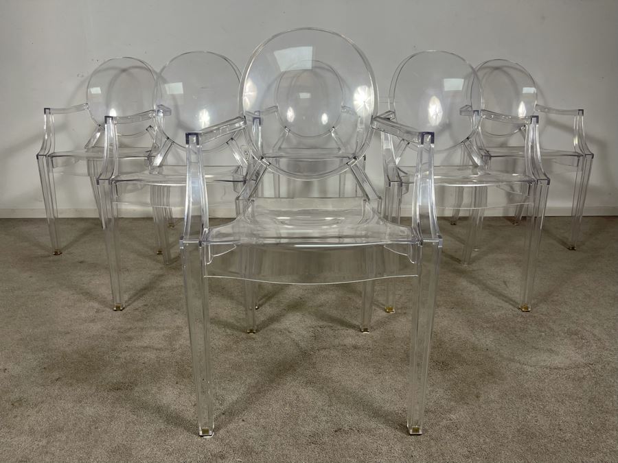 (6) Philippe Stark Ghost Stackable Lucite Dining Armchairs By Kartell 21W X 22D X 36H (HE) Retails $6,000+ [Photo 3]
