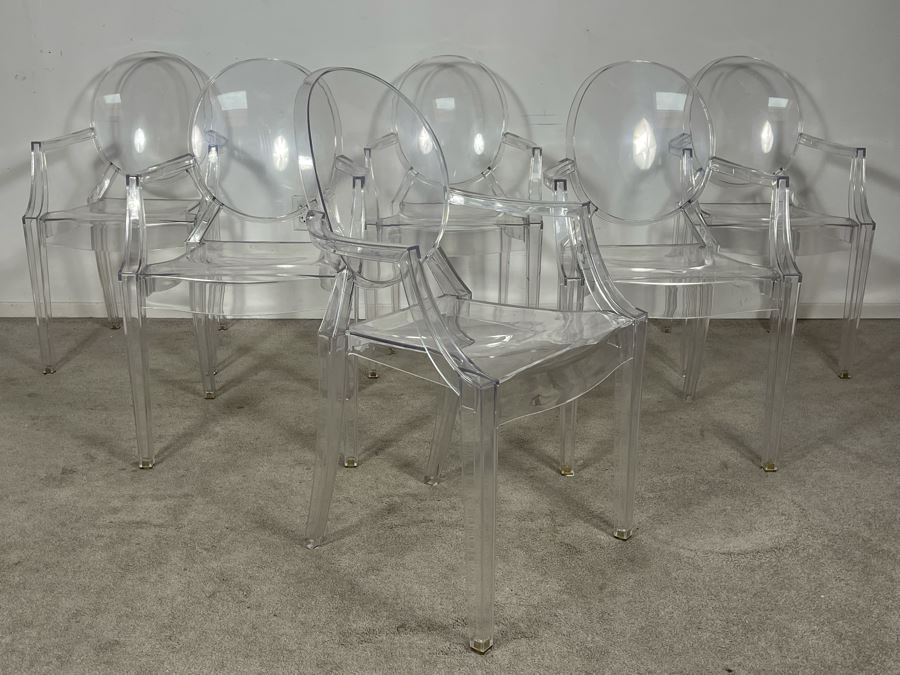 (6) Philippe Stark Ghost Stackable Lucite Dining Armchairs By Kartell 21W X 22D X 36H (HE) Retails $6,000+ [Photo 21]