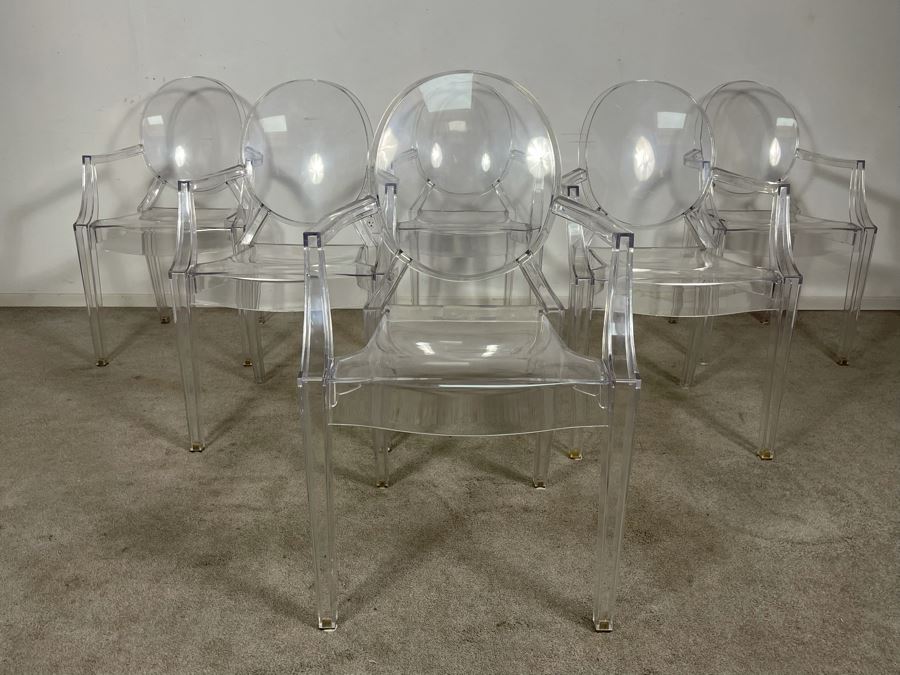 (6) Philippe Stark Ghost Stackable Lucite Dining Armchairs By Kartell 21W X 22D X 36H (HE) Retails $6,000+ [Photo 6]