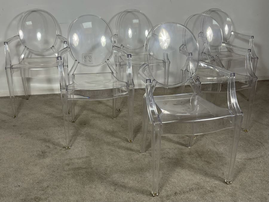 (6) Philippe Stark Ghost Stackable Lucite Dining Armchairs By Kartell 21W X 22D X 36H (HE) Retails $6,000+ [Photo 17]