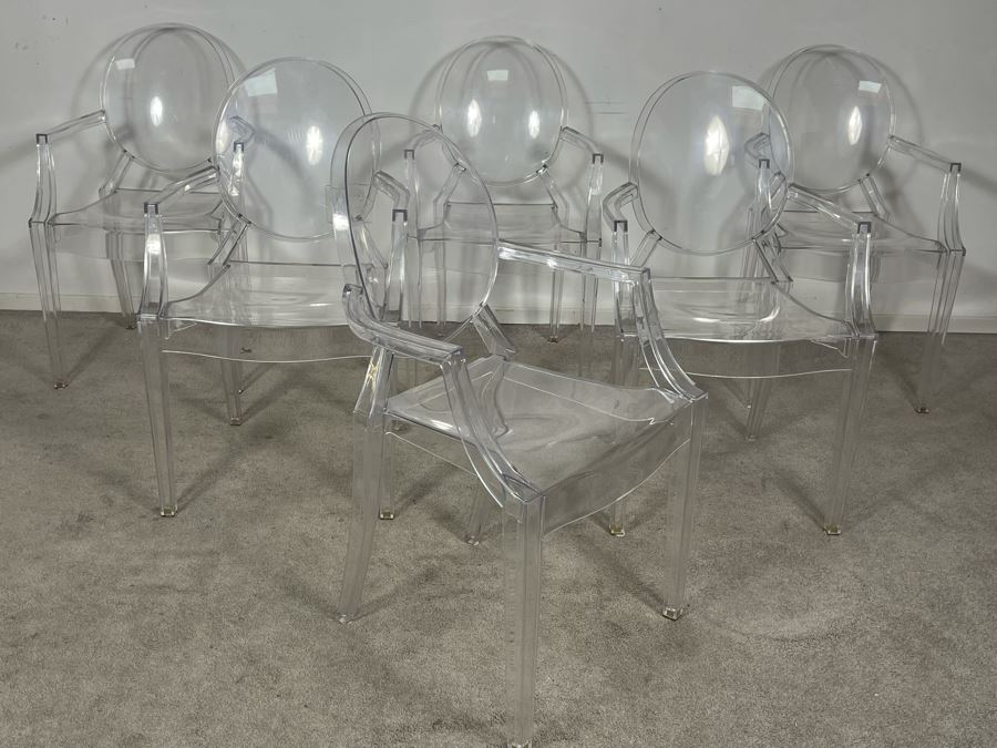 (6) Philippe Stark Ghost Stackable Lucite Dining Armchairs By Kartell 21W X 22D X 36H (HE) Retails $6,000+ [Photo 22]