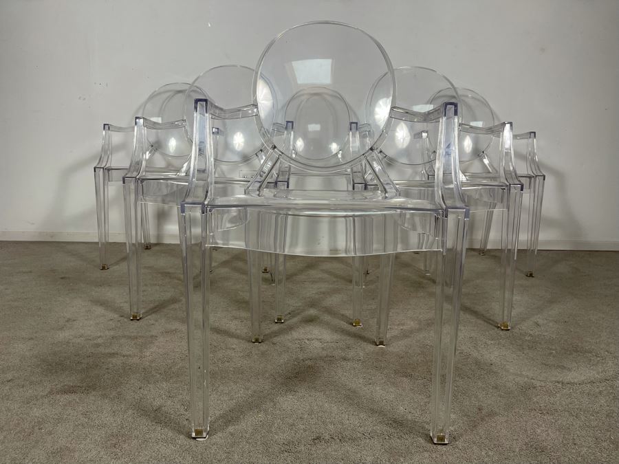 (6) Philippe Stark Ghost Stackable Lucite Dining Armchairs By Kartell 21W X 22D X 36H (HE) Retails $6,000+ [Photo 24]