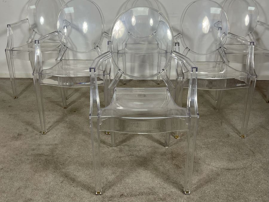 (6) Philippe Stark Ghost Stackable Lucite Dining Armchairs By Kartell 21W X 22D X 36H (HE) Retails $6,000+ [Photo 19]