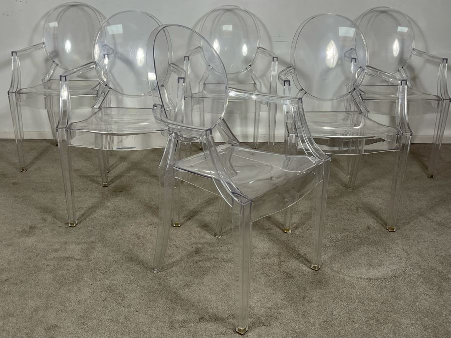 (6) Philippe Stark Ghost Stackable Lucite Dining Armchairs By Kartell 21W X 22D X 36H (HE) Retails $6,000+ [Photo 20]