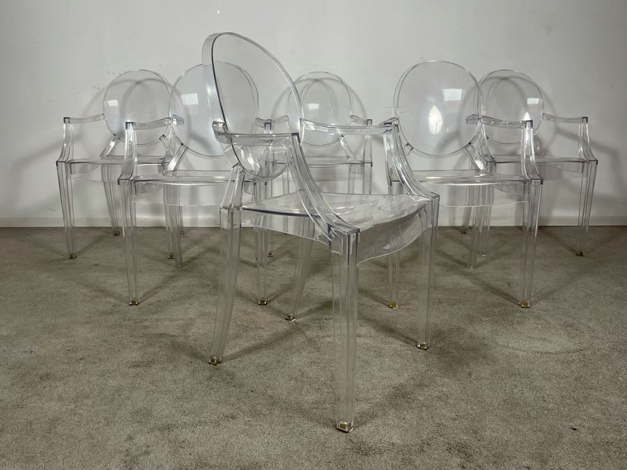 (6) Philippe Stark Ghost Stackable Lucite Dining Armchairs By Kartell 21W X 22D X 36H (HE) Retails $6,000+ [Photo 8]