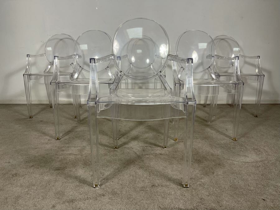 (6) Philippe Stark Ghost Stackable Lucite Dining Armchairs By Kartell 21W X 22D X 36H (HE) Retails $6,000+ [Photo 4]