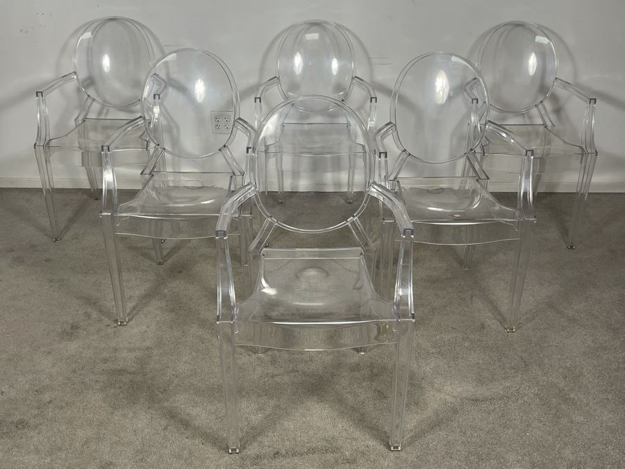 (6) Philippe Stark Ghost Stackable Lucite Dining Armchairs By Kartell 21W X 22D X 36H (HE) Retails $6,000+ [Photo 16]