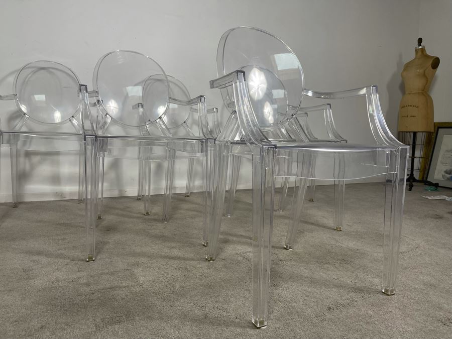 (6) Philippe Stark Ghost Stackable Lucite Dining Armchairs By Kartell 21W X 22D X 36H (HE) Retails $6,000+ [Photo 26]