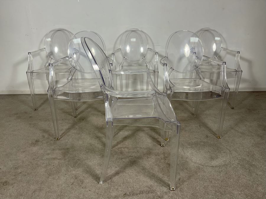 (6) Philippe Stark Ghost Stackable Lucite Dining Armchairs By Kartell 21W X 22D X 36H (HE) Retails $6,000+ [Photo 23]