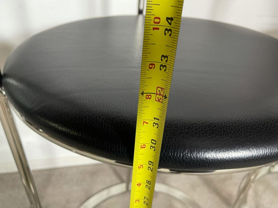 (3) Interlude Home High-End Modernist Chrome Frame With Leather Seat Bar Stools 23.5W X 21D X 41H (30H Seat) (HE) Retails $6,000+ [Photo 19]
