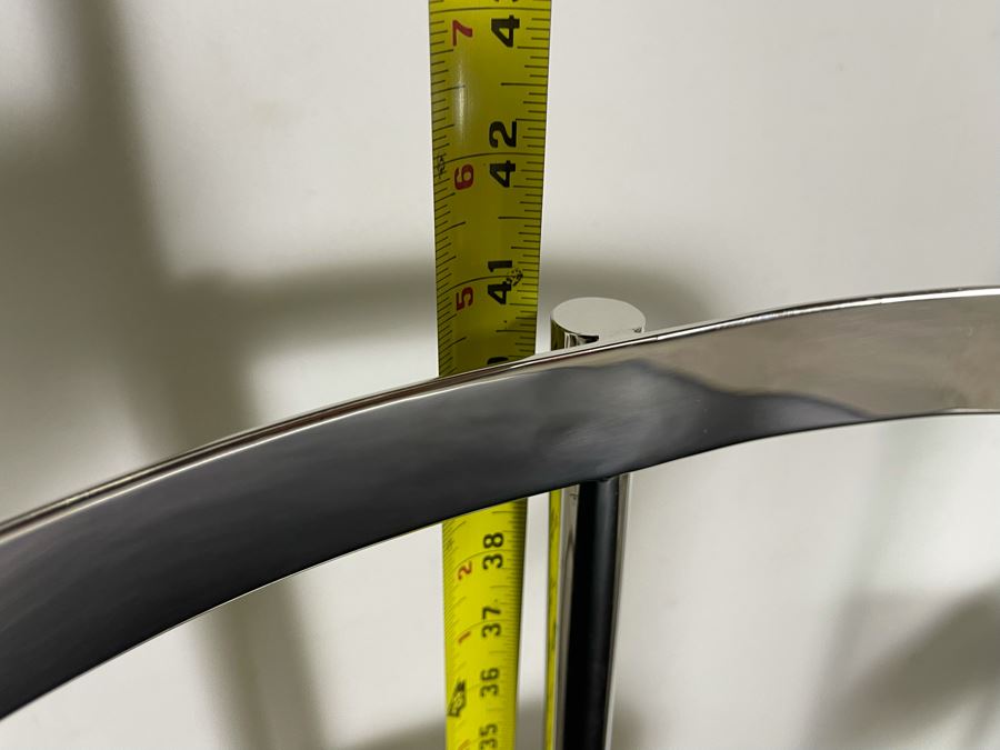 (3) Interlude Home High-End Modernist Chrome Frame With Leather Seat Bar Stools 23.5W X 21D X 41H (30H Seat) (HE) Retails $6,000+ [Photo 18]