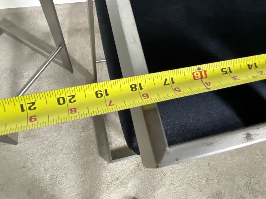 (3) Modern Contemporary Upholstered Counter Height Bar Stools With Brushed Steel Frames 18W X 18D X 34H (30H Seat) (HE) [Photo 13]