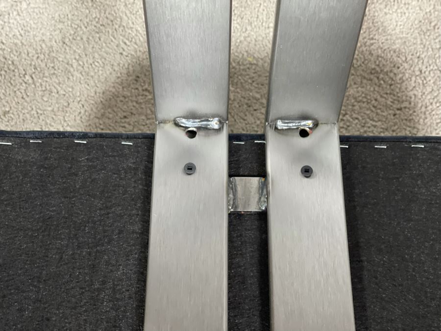 (3) Modern Contemporary Upholstered Counter Height Bar Stools With Brushed Steel Frames 18W X 18D X 34H (30H Seat) (HE) [Photo 11]