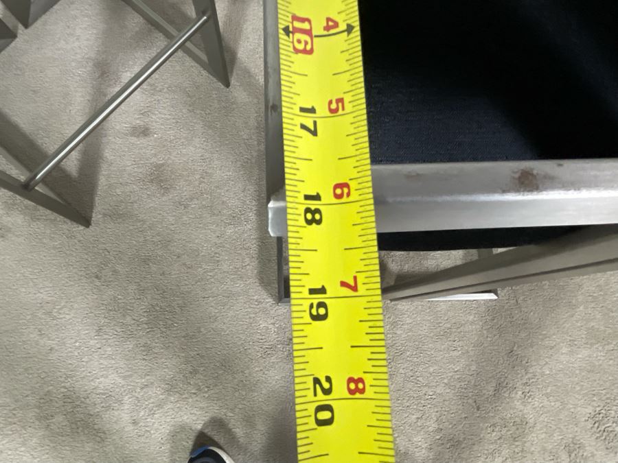 (3) Modern Contemporary Upholstered Counter Height Bar Stools With Brushed Steel Frames 18W X 18D X 34H (30H Seat) (HE) [Photo 14]