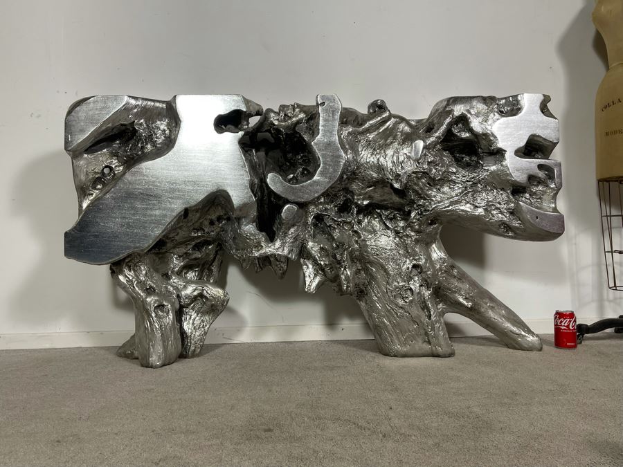 Silver Sequoia Console Table Molded Out Of Resin From Z Gallerie 58W X 14D X 33H (HE) Retails $1,500 [Photo 16]