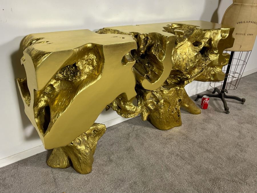Gold Sequoia Console Table Molded Out Of Resin From Z Gallerie 58W X