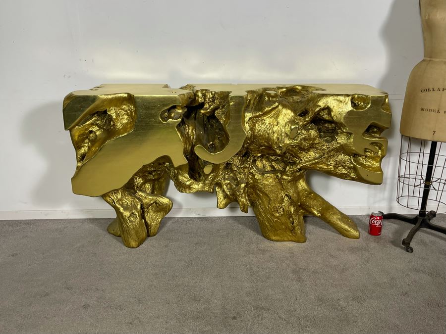 Gold Sequoia Console Table Molded Out Of Resin From Z Gallerie 58W X