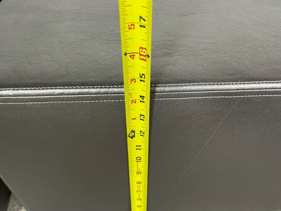 Pair Of Faux Leather Silver Coffee Ottomans / Coffee Tables 36W X 36D X 15H (HE) [Photo 8]