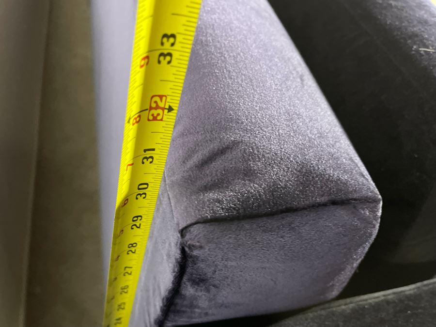 Modernist Long Sofa With Wooden Chrome Finish Base - Armrests Open Up For Storage And Electrical (Depending On The Light It's Black Or Deep Navy) 11.5'L X 38'D X 30'H (HE) [Photo 20]