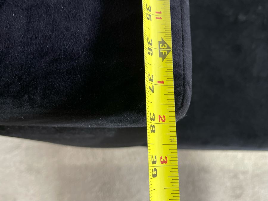 Modernist Long Sofa With Wooden Chrome Finish Base - Armrests Open Up For Storage And Electrical (Depending On The Light It's Black Or Deep Navy) 11.5'L X 38'D X 30'H (HE) [Photo 19]